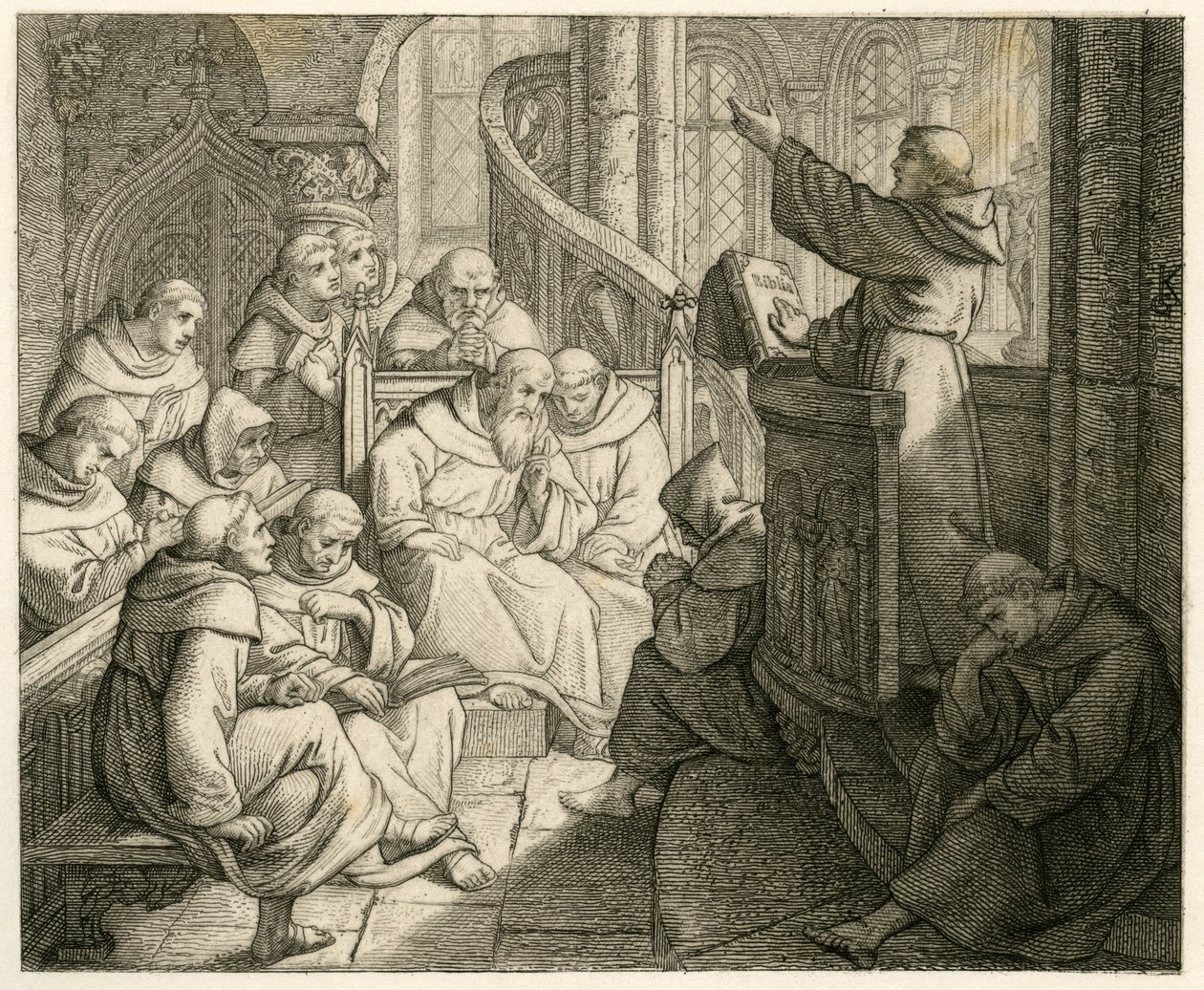 Martin Luther Preaches in the Monastery, in Front of Staupitz, His Fatherly Friend by Gustav Ferdinand Leopold Konig