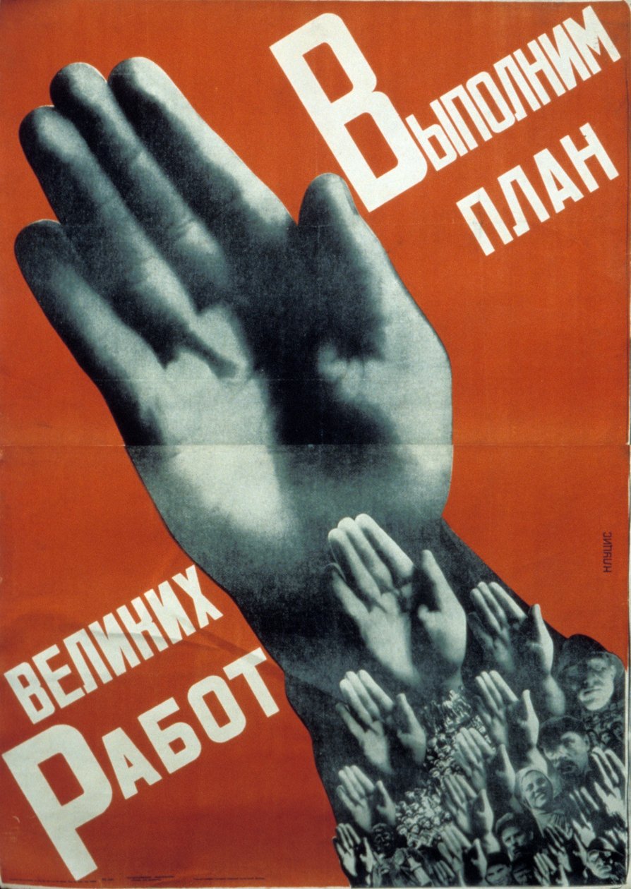 Soviet constructivist poster from 1930 by Gustav Klutsis, 