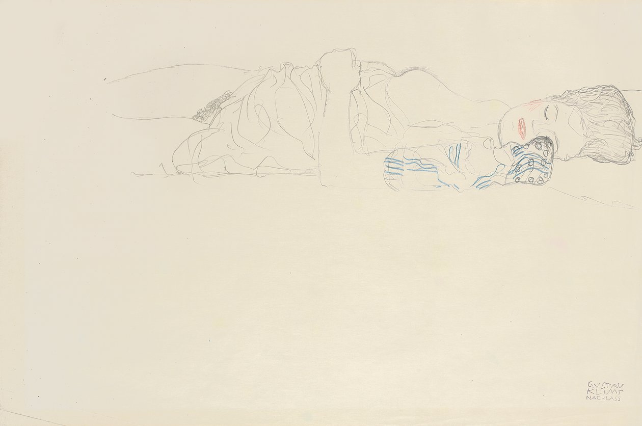 Reclining Half Nude to the Right by Gustav Klimt