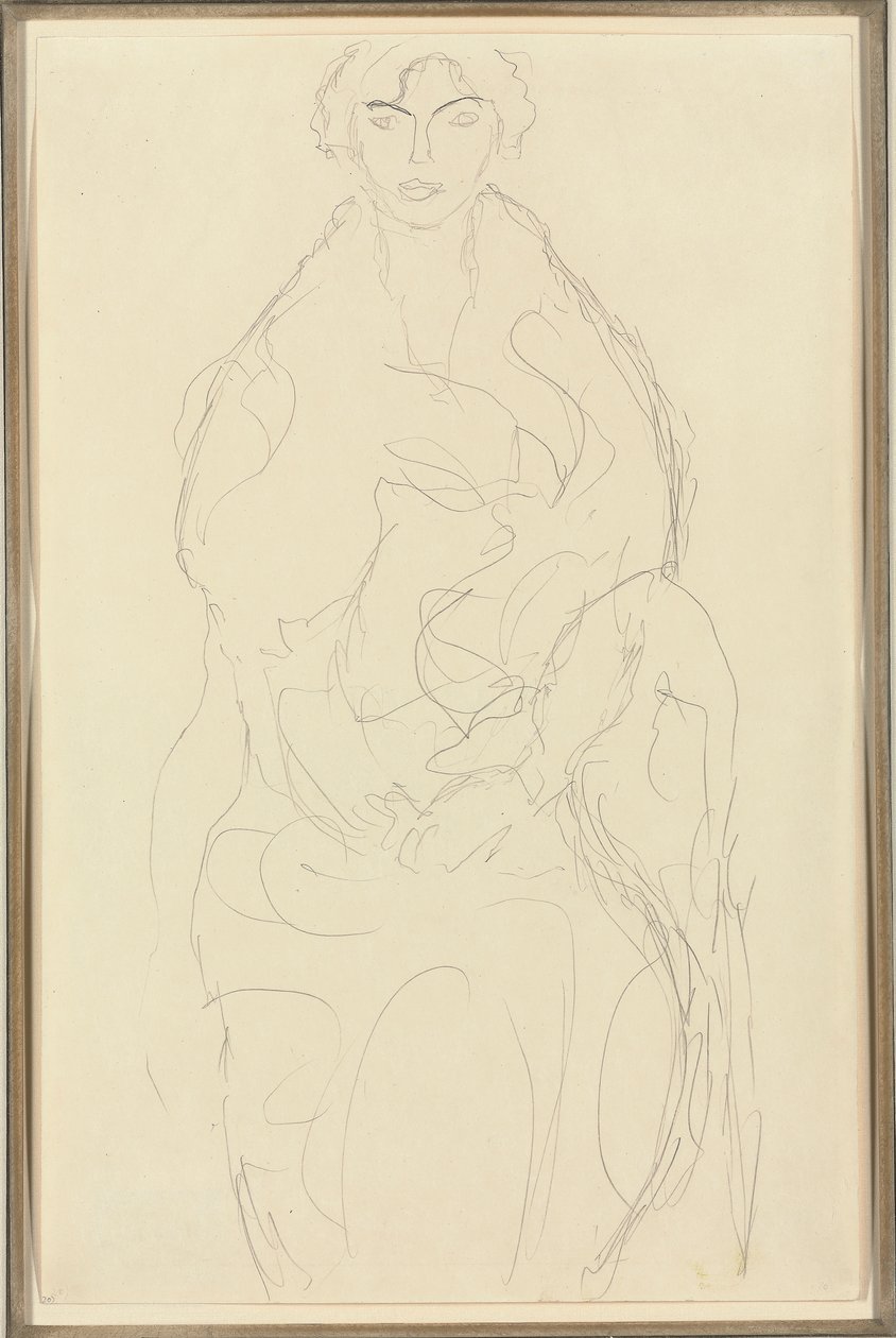 Seated woman from the front by Gustav Klimt