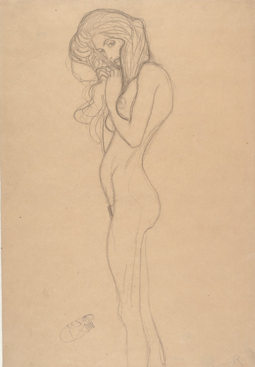 Standing Female Nude Study for The Beethoven Frieze by Gustav Klimt