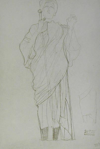Standing Woman Holding Sword by Gustav Klimt