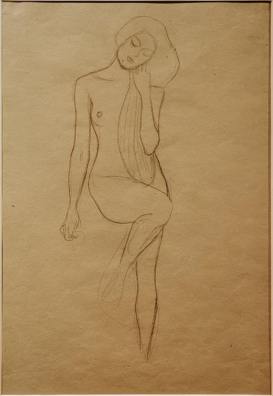 Standing Female Nude with Raised Right Leg by Gustav Klimt