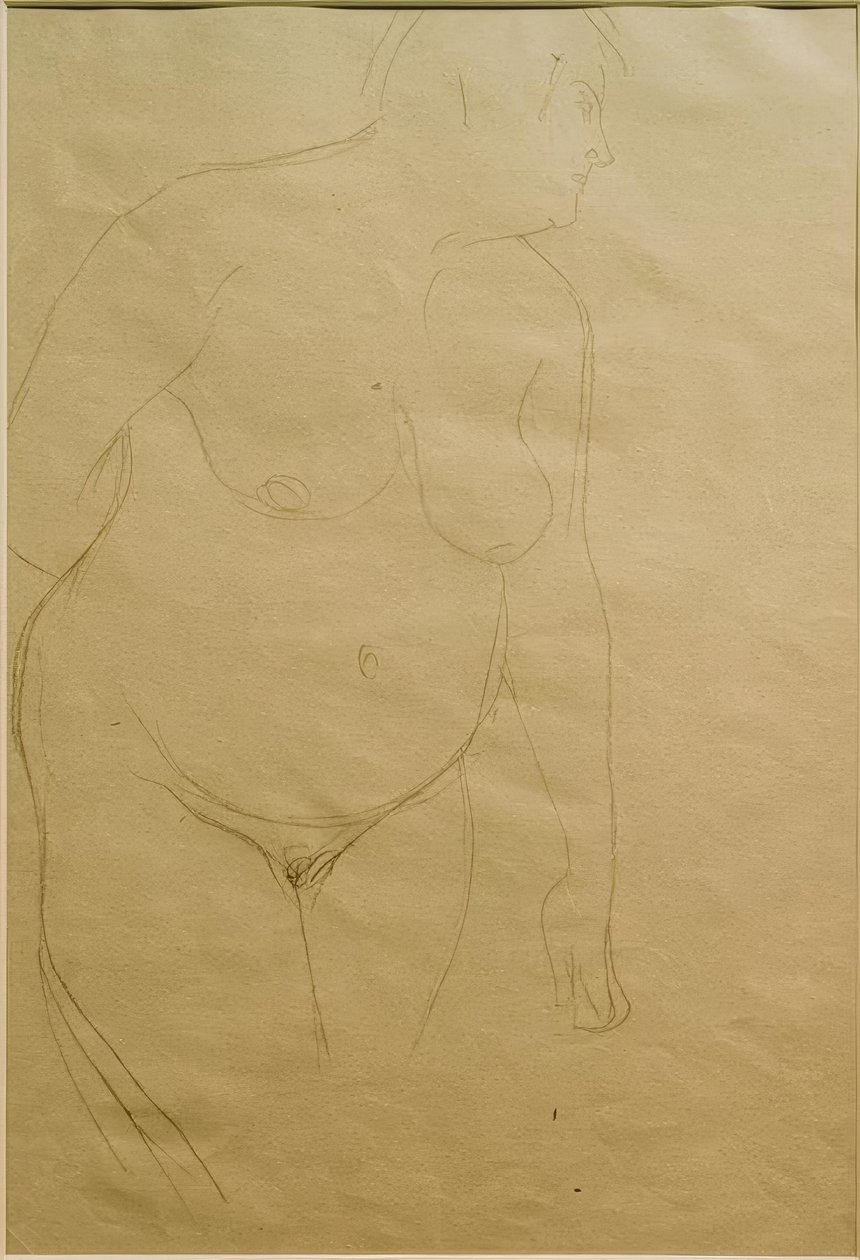 Standing Fat Female Nude Slightly to the Right (Study) by Gustav Klimt