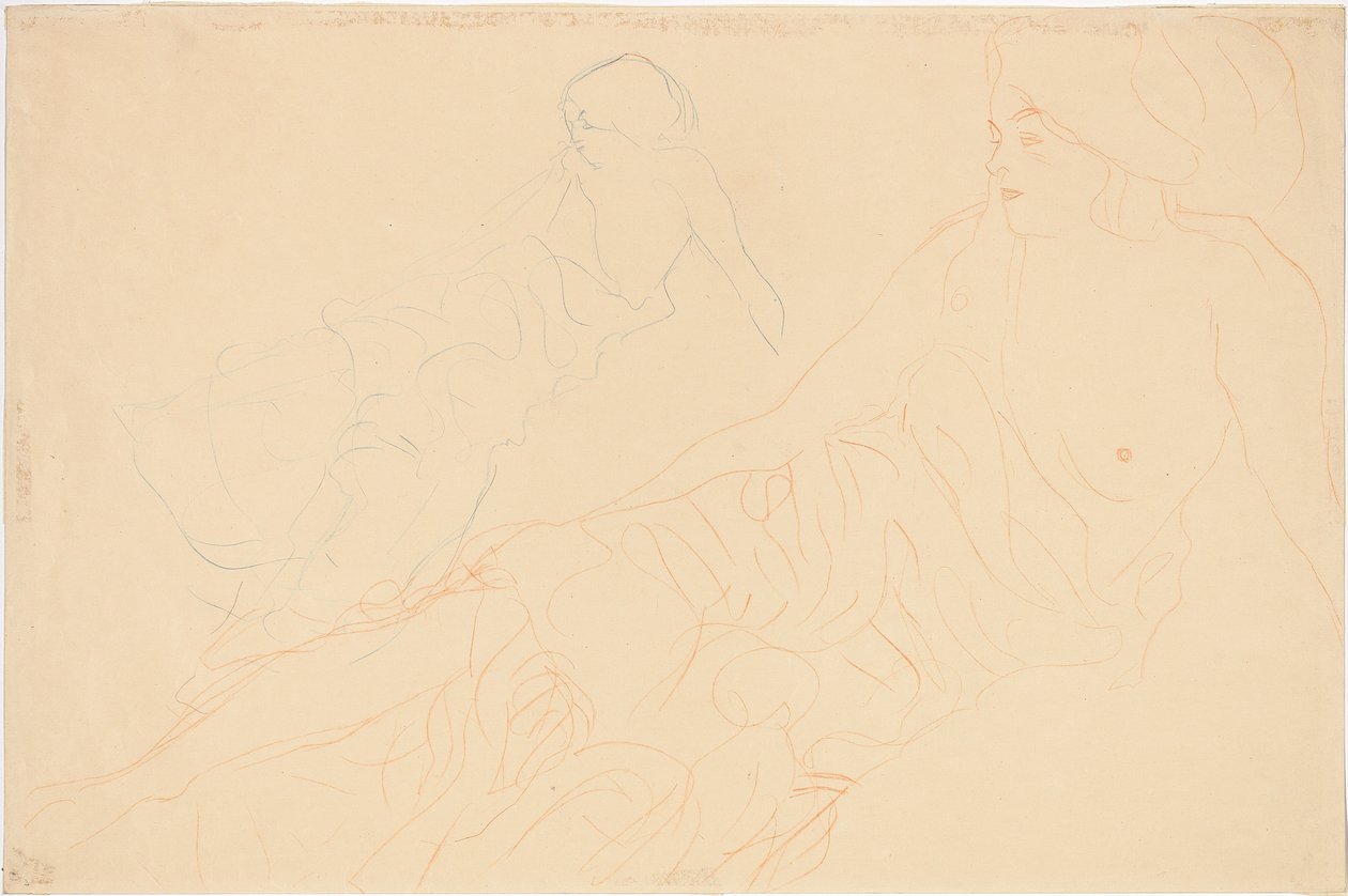 Two Studies of a Reclining Woman by Gustav Klimt