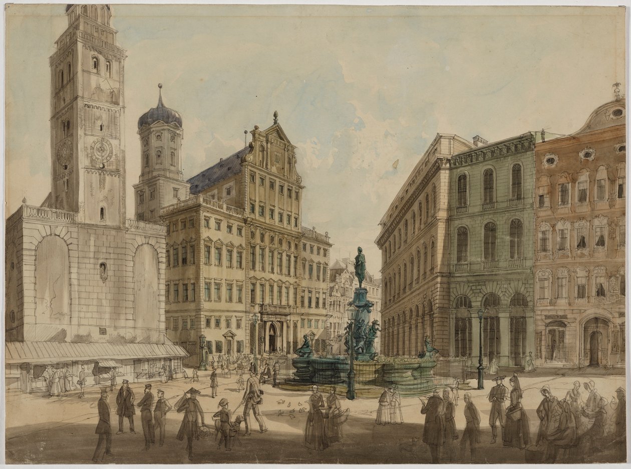Perlachturm and Town Hall Augsburg by Gustav Kraus