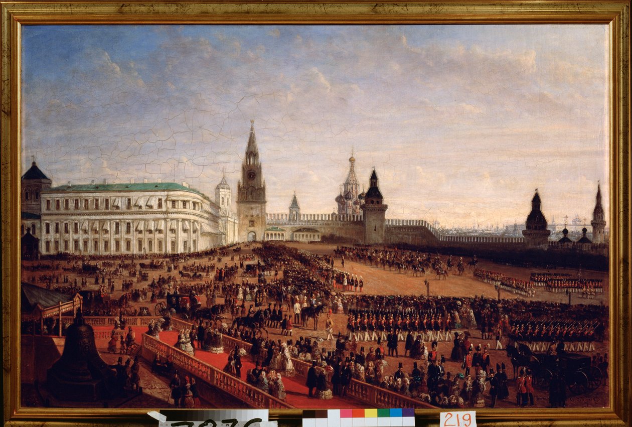 Military Parade During the Coronation of Emperor Alexander II in the Kremlin of Moscow, 18 February 1855 by Gustav Schwarz