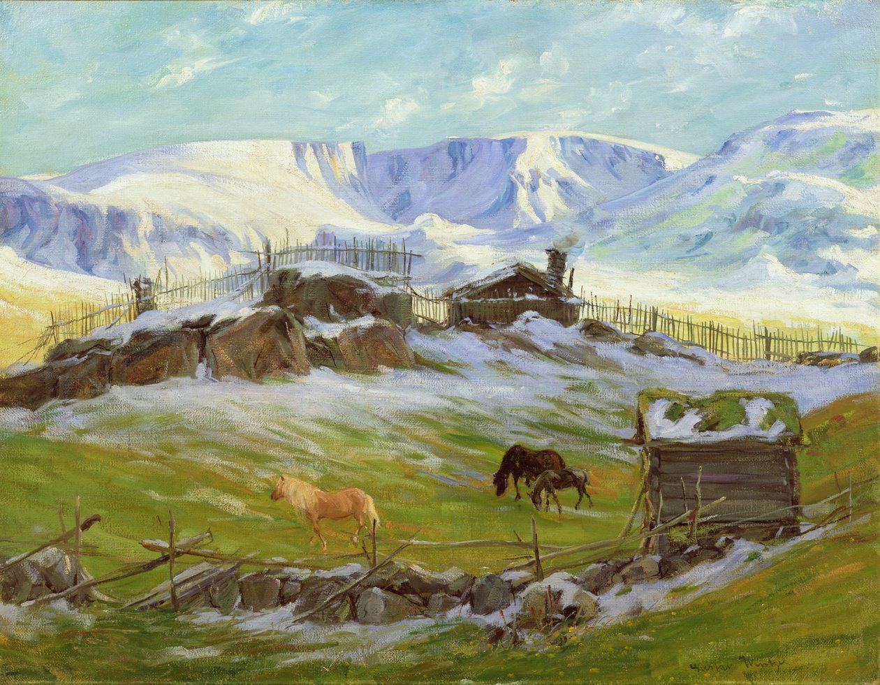 Morning sun over the mountain, Vaga by Gustav Wentzel