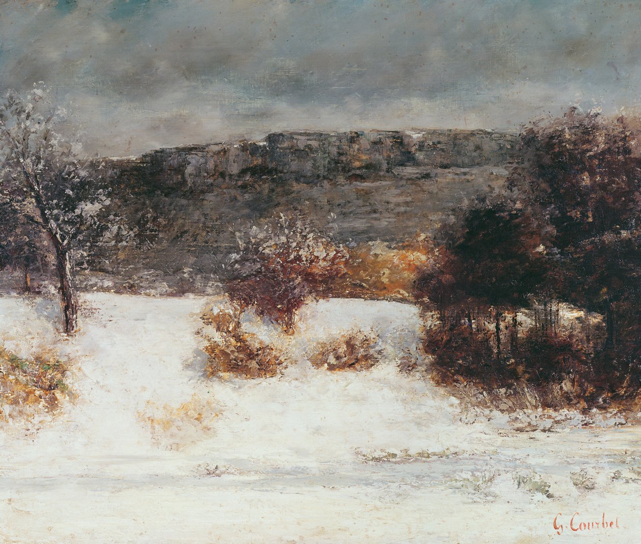 Snowy Landscape (Vallée de la Loue) by Gustave Courbet