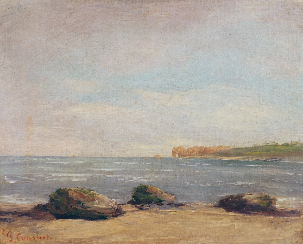 The Beach at Etretat by Gustave Courbet