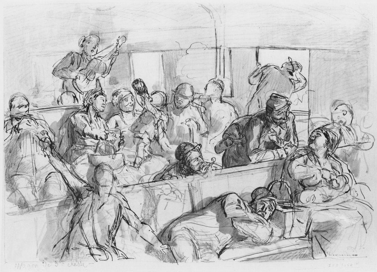 Album of the Siege of Paris, Third Class Carriage by Gustave Dore