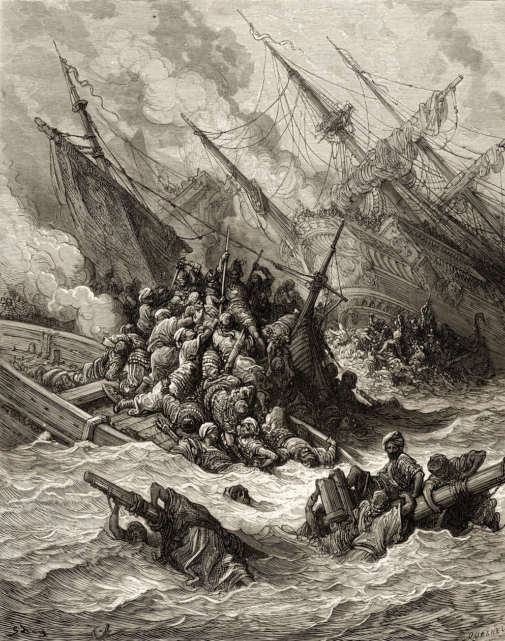 Battle of Lepanto in 1571, illustration from 