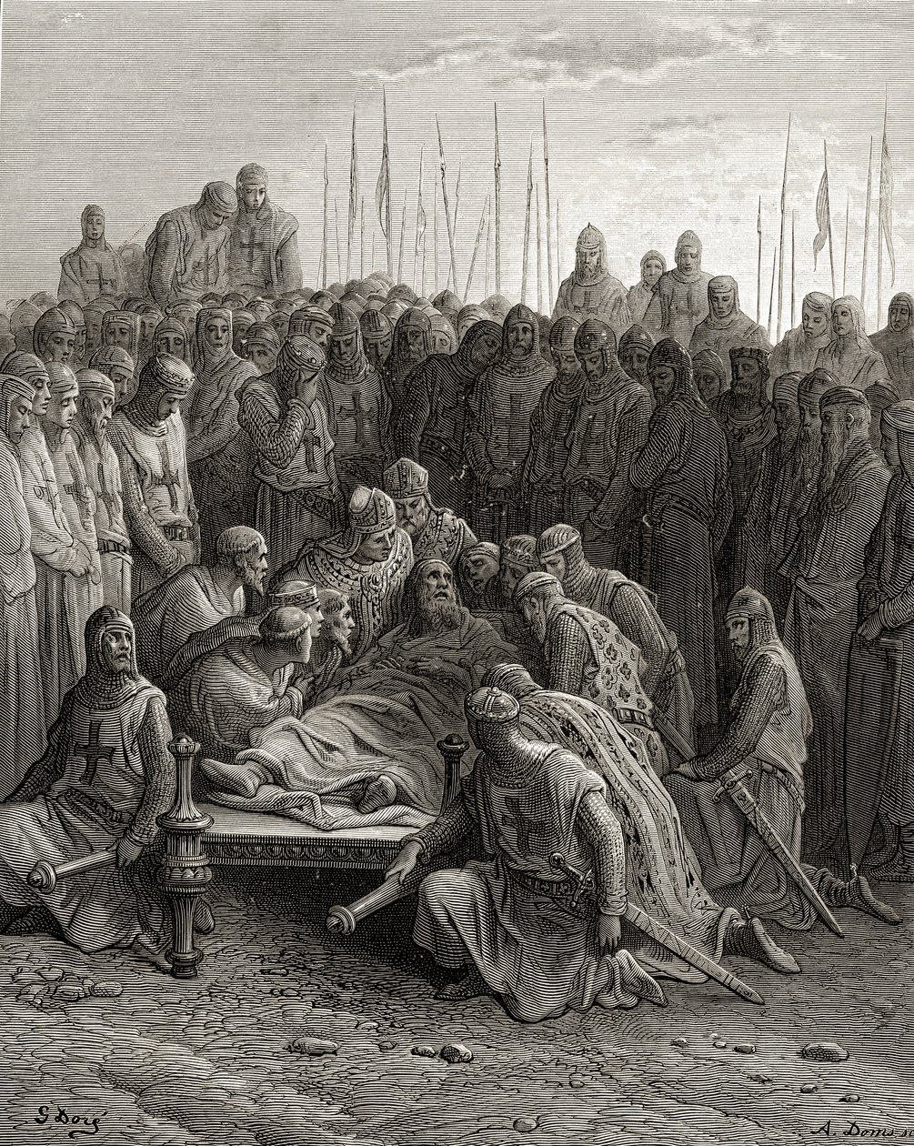 Death of Baldwin I (1171-1205) the Latin King of Jerusalem, illustration from 