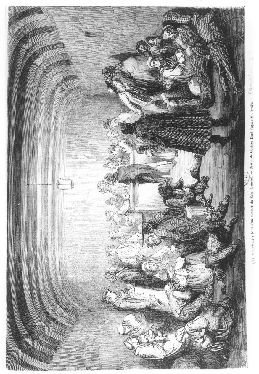 Immigrants on Board a Steamer in the Saint-Laurent River, Canada, 19th Century by Gustave Dore