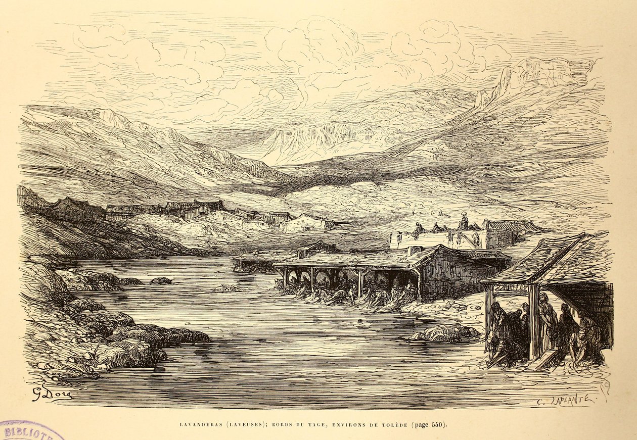 Washerwomen; Banks of the Tagus, Near Toledo by Gustave Dore