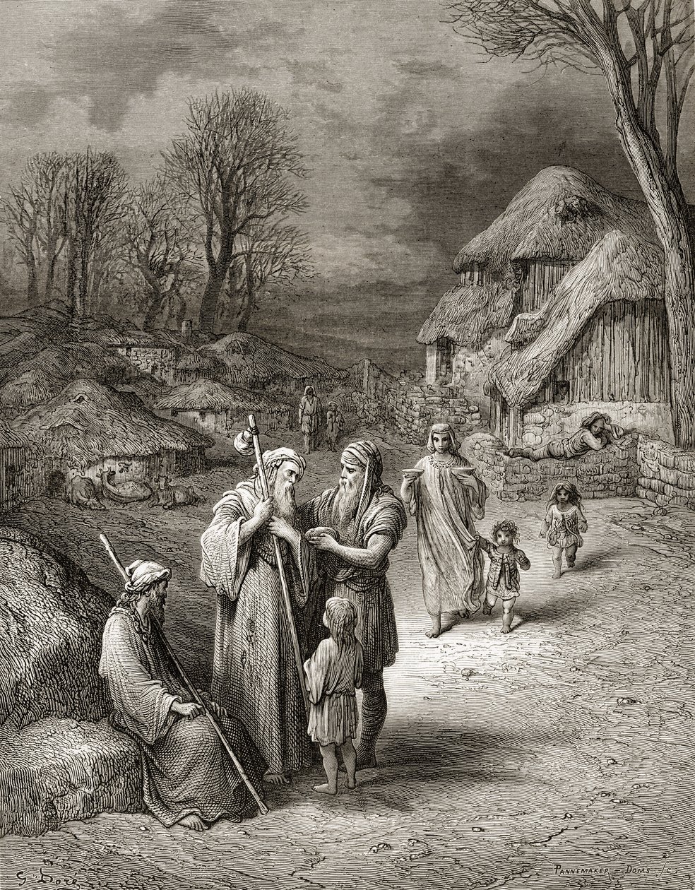 Pilgrims being fed by Peasants, illustration from 