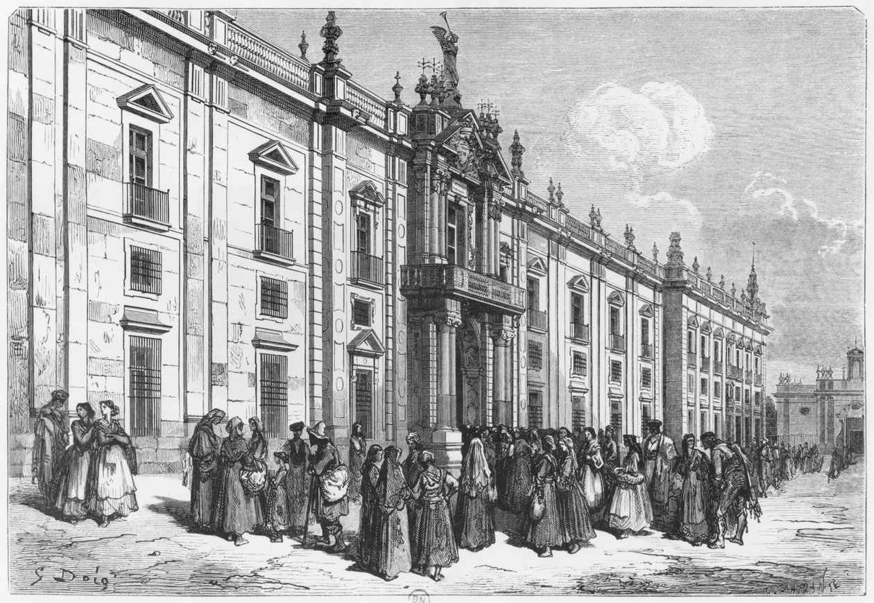 The Tobacco Factory at Seville, Engraved by Charles Laplante by Gustave Dore