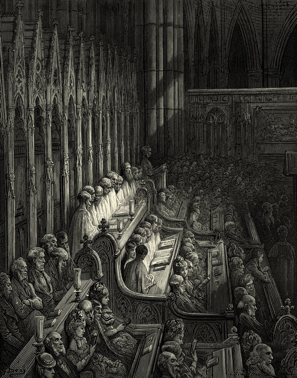 Westminster Abbey in Victorian London by Gustave Dore