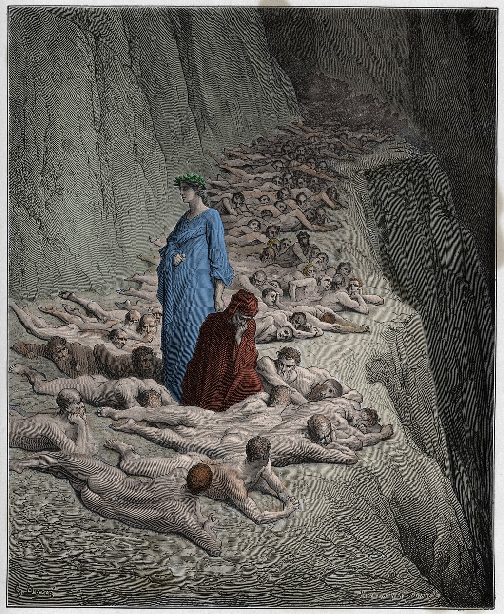 Purgatorio, Canto 19: The souls of the avaricious: Adrian V speaks to Dante (illustration from The Divine Comedy) by Gustave after Dore
