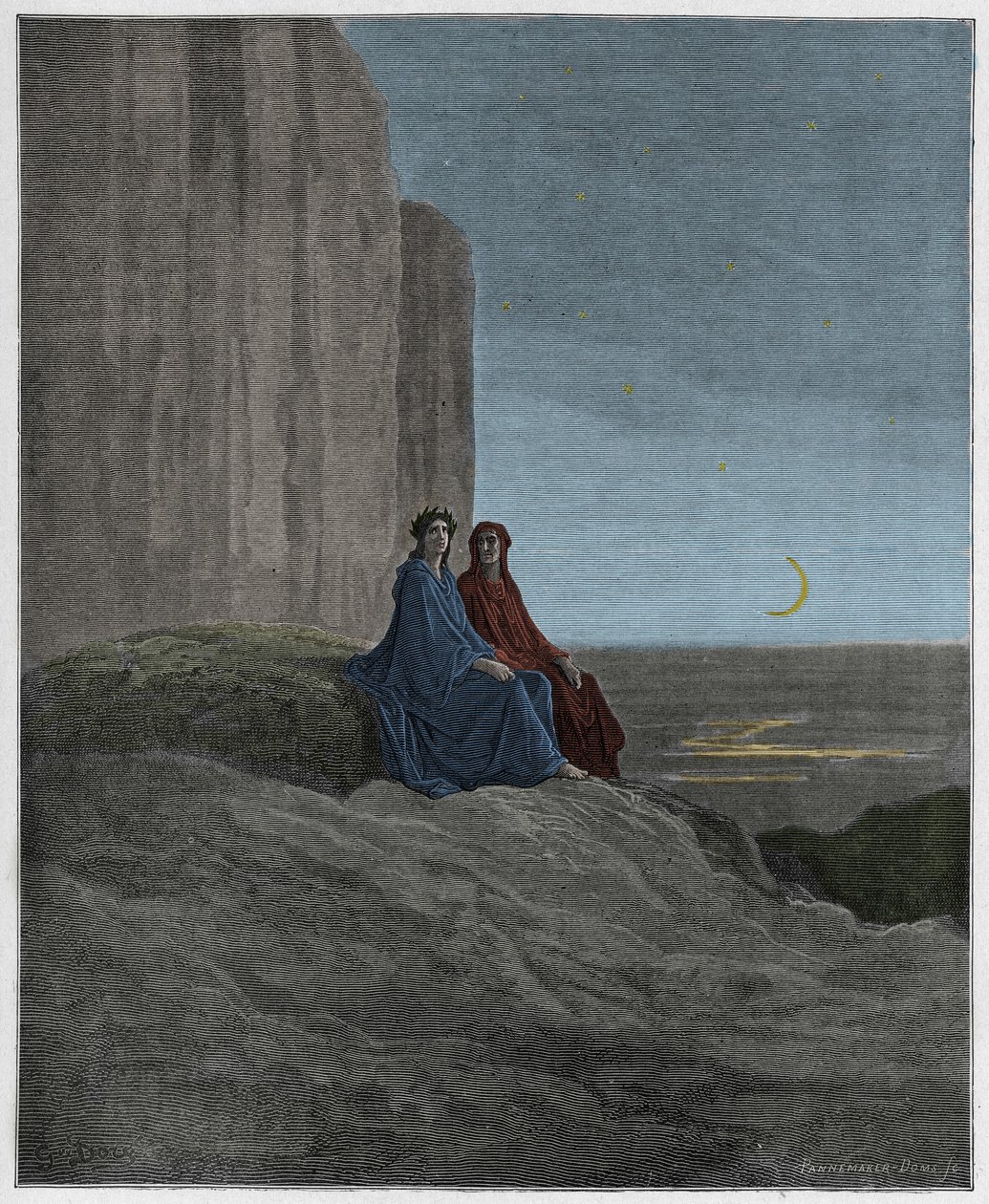 Purgatorio, Canto 9: Twilight (illustration from The Divine Comedy) by Gustave after Dore