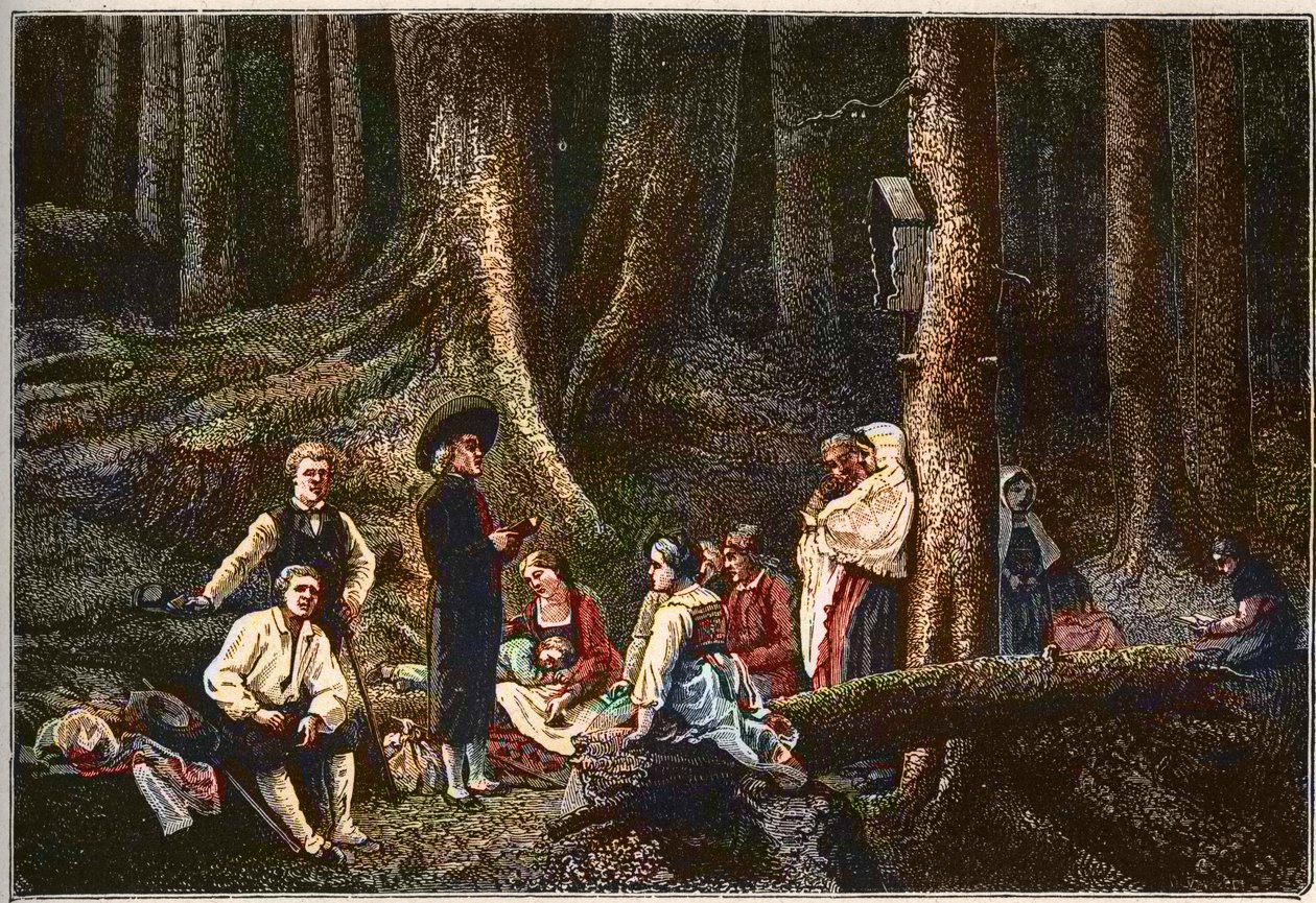 The Pilgrims from the Abbey of St. Odile - engraving by Gustave Brion (1824-77) by Gustave (after) Brion