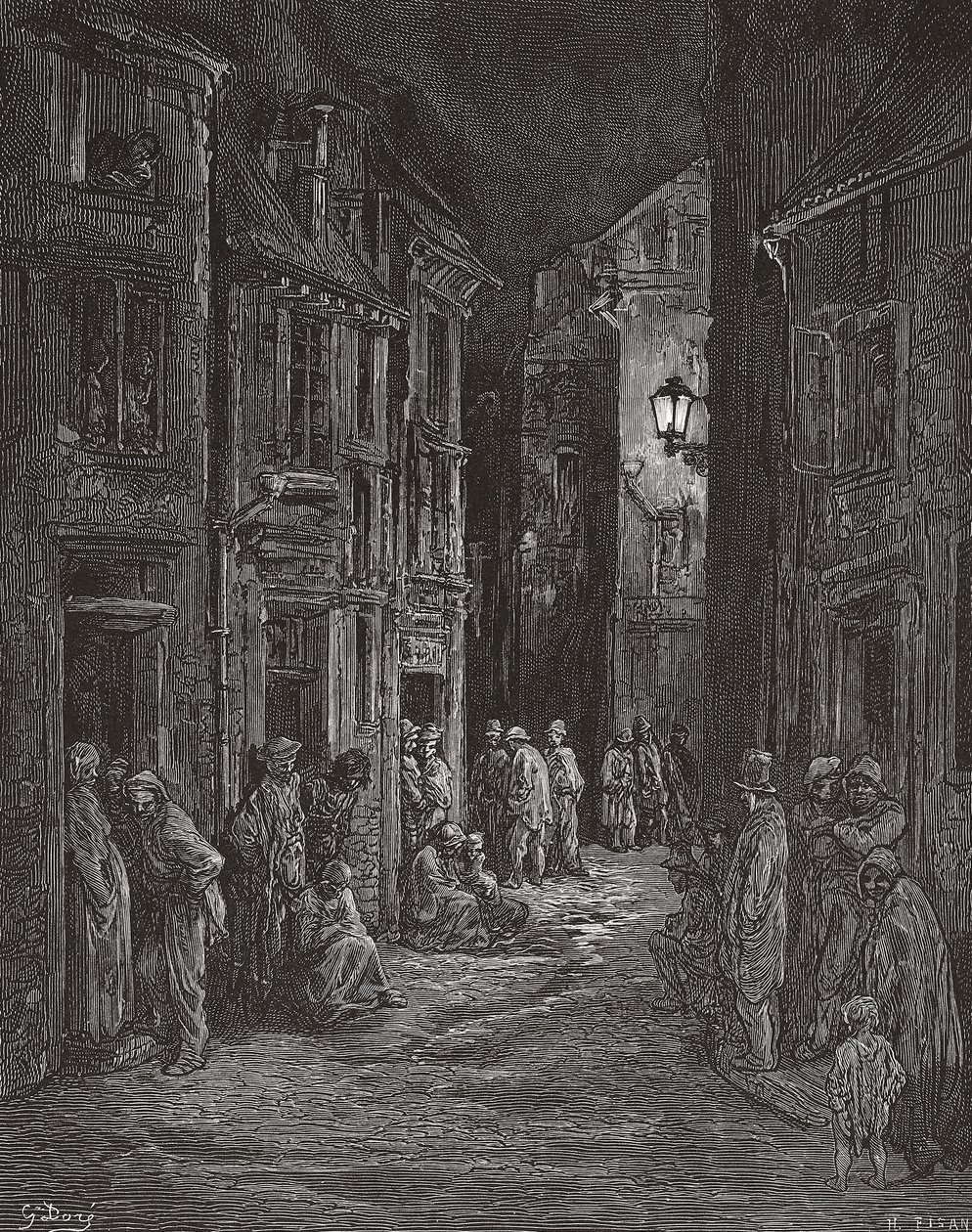 Bluegate Fields Slums, London in the 19th Century by Gustave (after) Dore