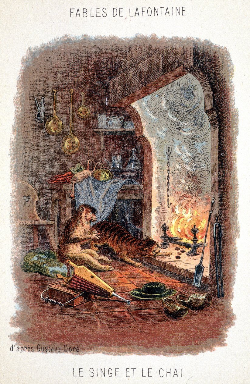 Fables de La Fontaine: The monkey and the cat, after Gustave Doré by Gustave (after) Dore