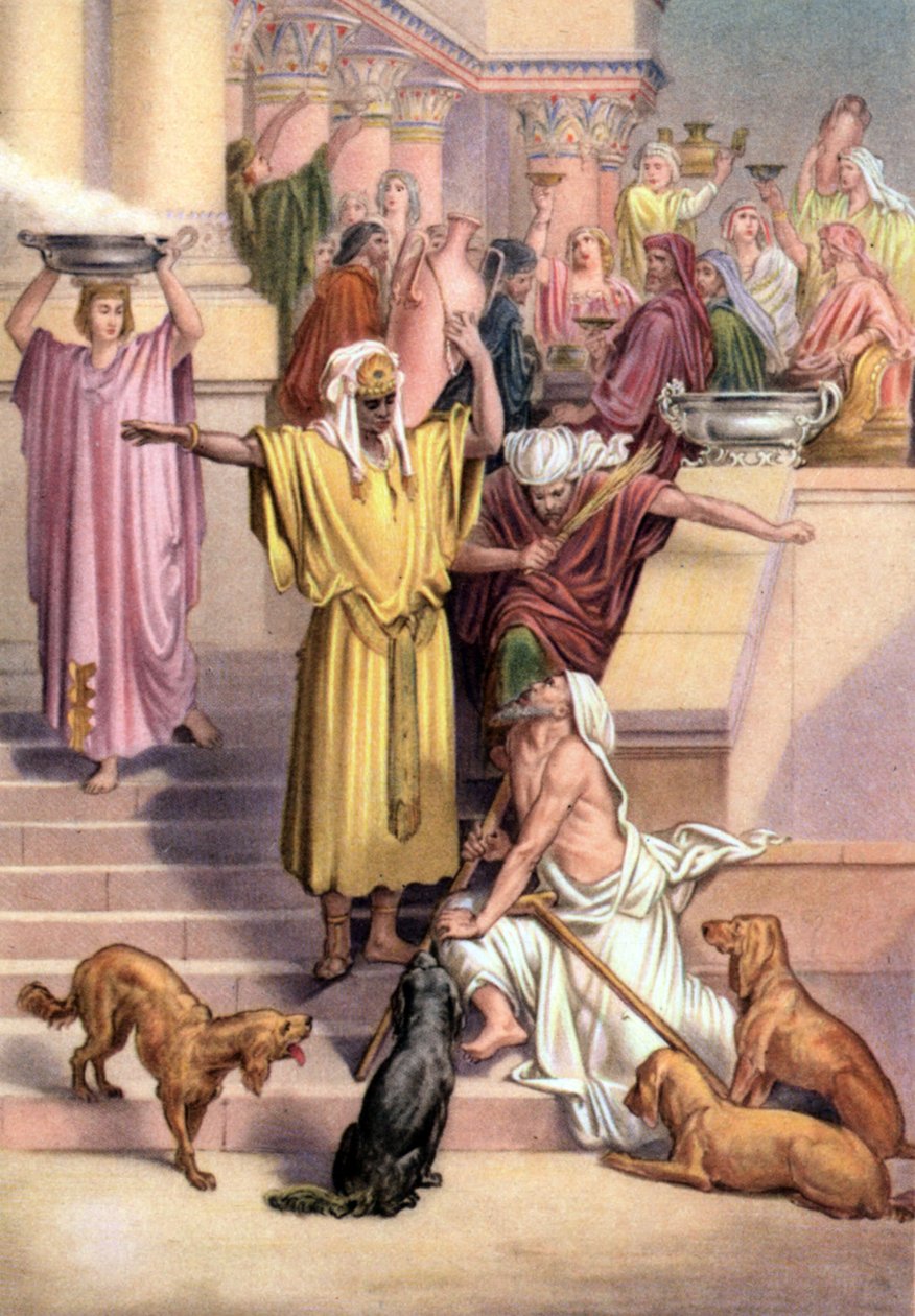 The Parable of the Rich Man and the Beggar Lazarus, 50s by Gustave (after) Dore