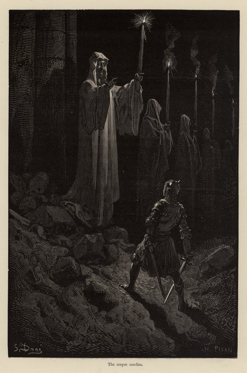 The Corpse Candles (engraving) by Gustave (after) Dore