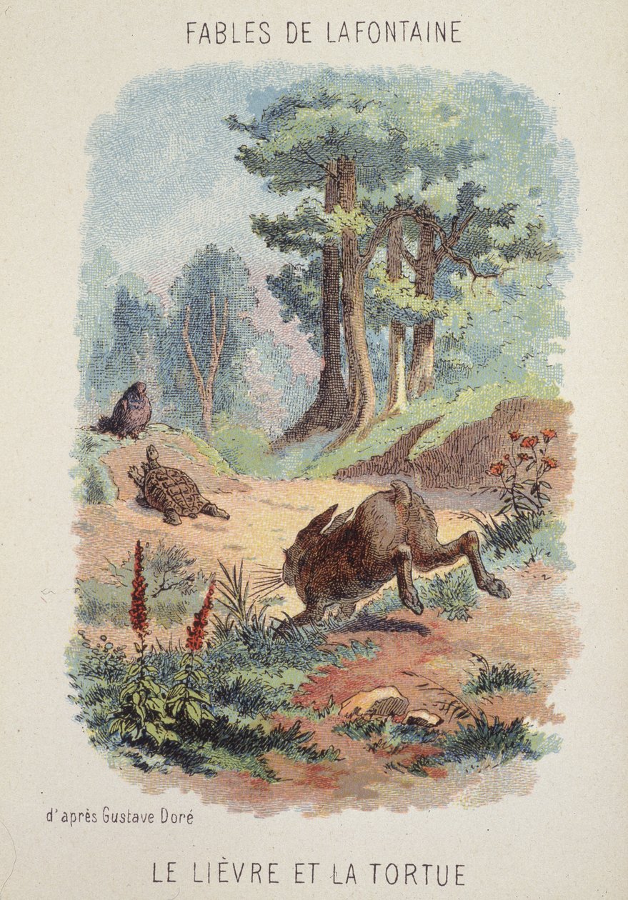 Fables de La Fontaine: The Hare and the Turtle after Gustave Doré