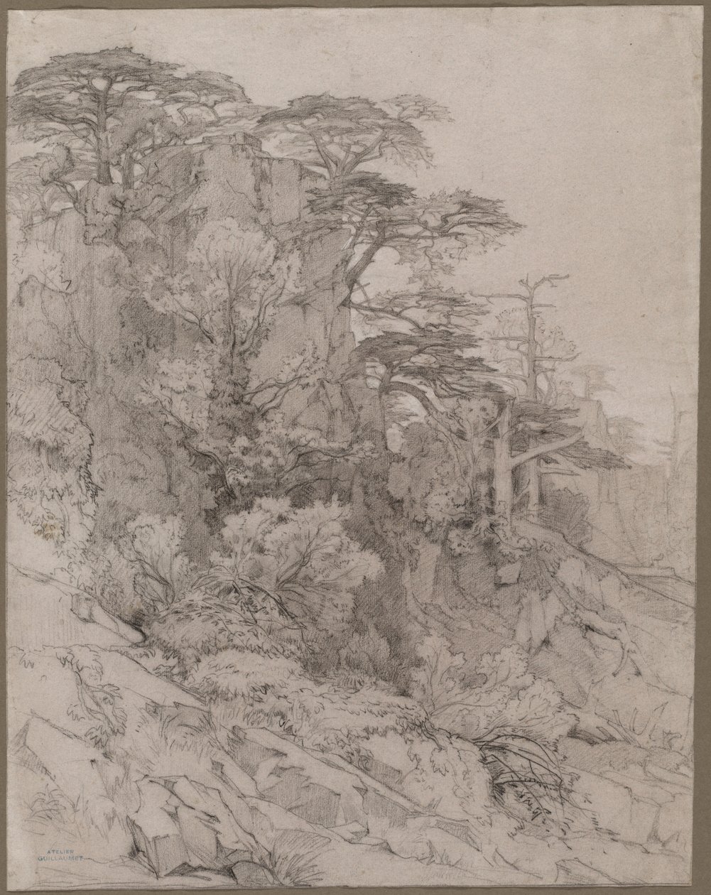 Trees of a Rocky Hillside by Gustave Achille Guillaumet