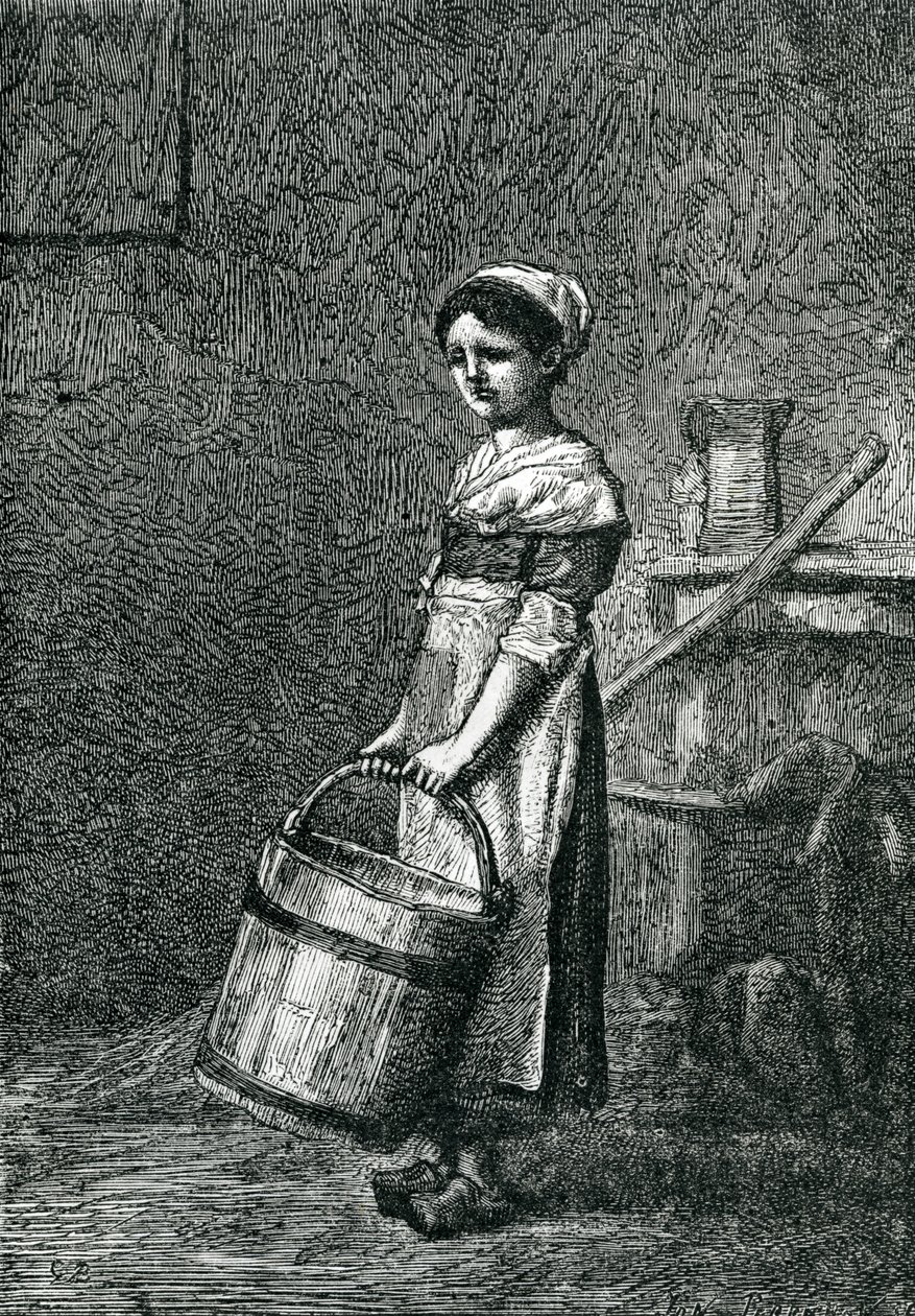 Cosette Carrying a Bucket, illustration from 