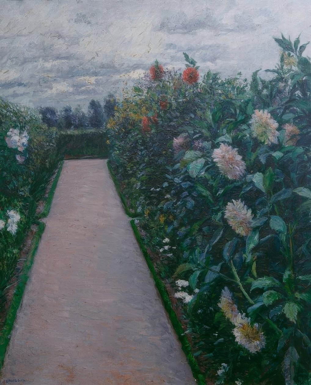 Garden Alley and Dahlia Beds, Petit Gennevilliers by Gustave Caillebotte