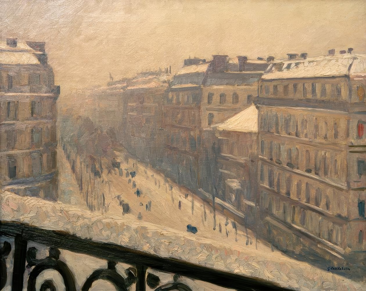 Boulevard Haussmann, Snow Effect by Gustave Caillebotte