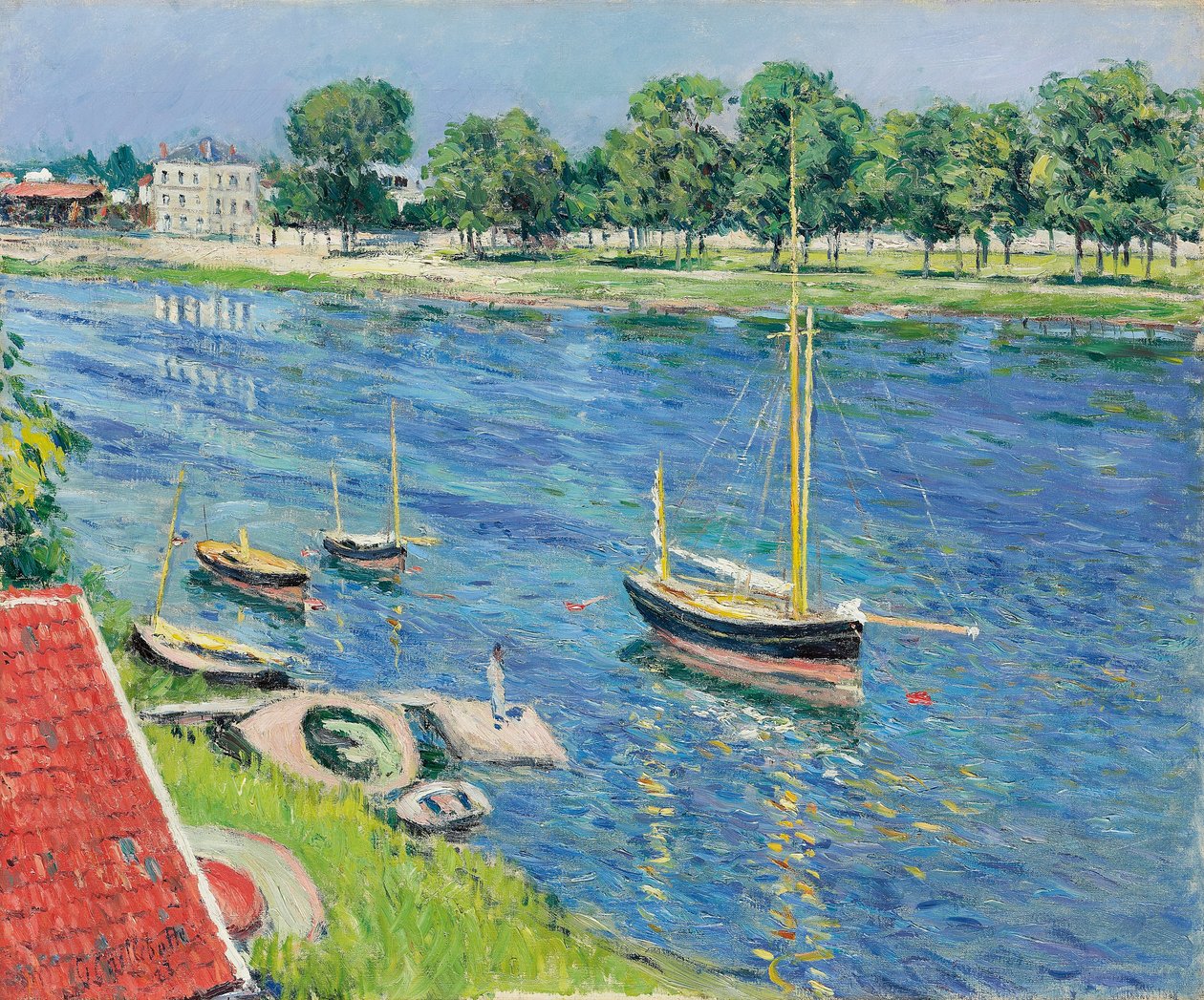The Seine at Argenteuil, Boats at Anchor, 1883 by Gustave Caillebotte