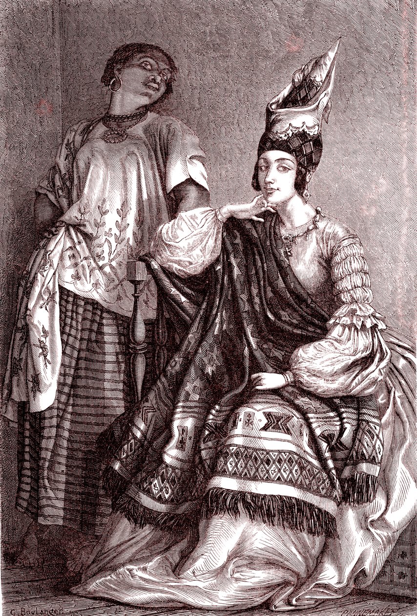 Signare, the Mulatto-French African Women in the City of Saint Louis, Senegal. 1861 by Gustave Clarence Rodolphe Boulanger