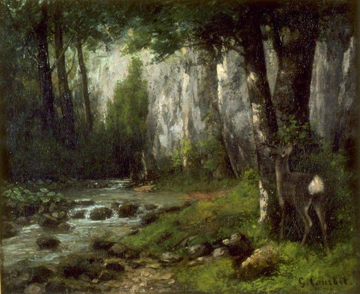 Deer in the Woods, circa 1839-1877 by Gustave Courbet