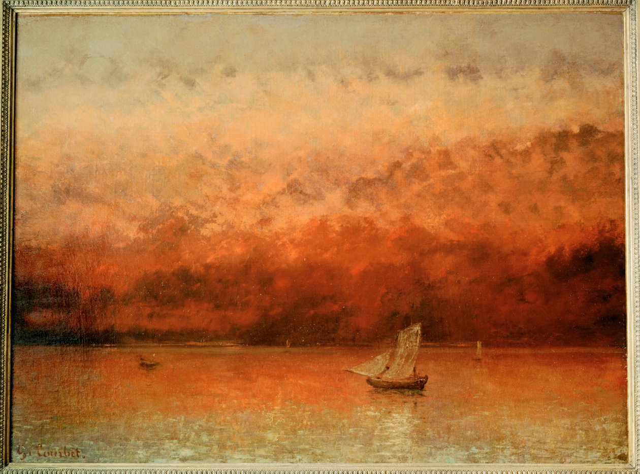 Lake Geneva at Sunset by Gustave Courbet