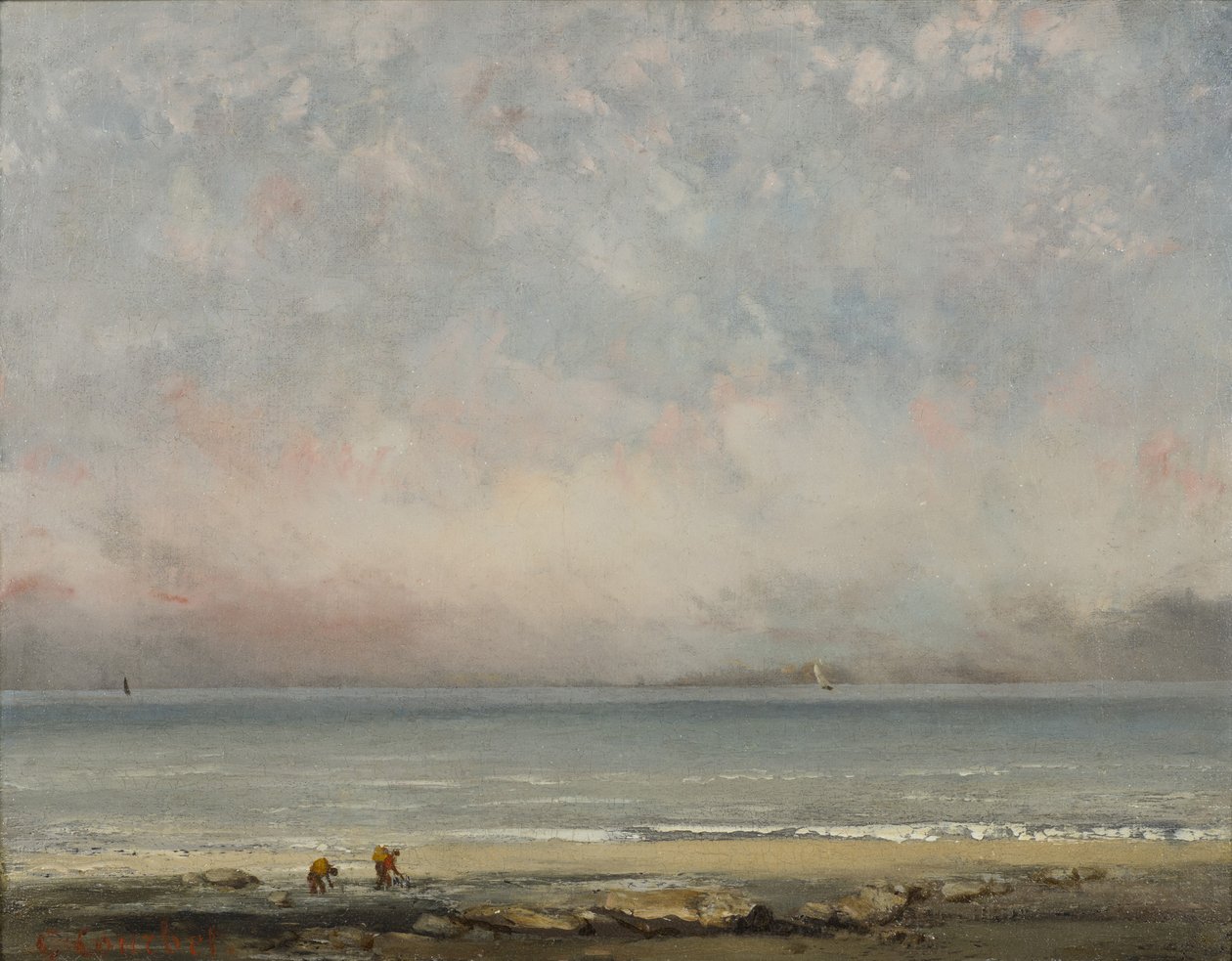 The beach at Trouville, ca 1865 by Gustave Courbet