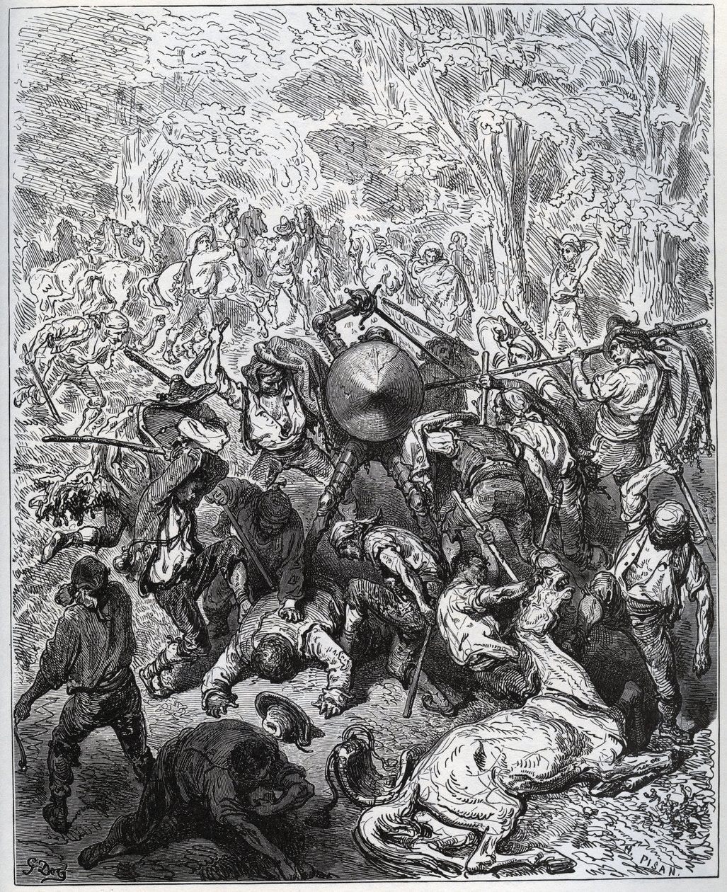 Battle with mule-makers - The Yangois used their clubs - from 