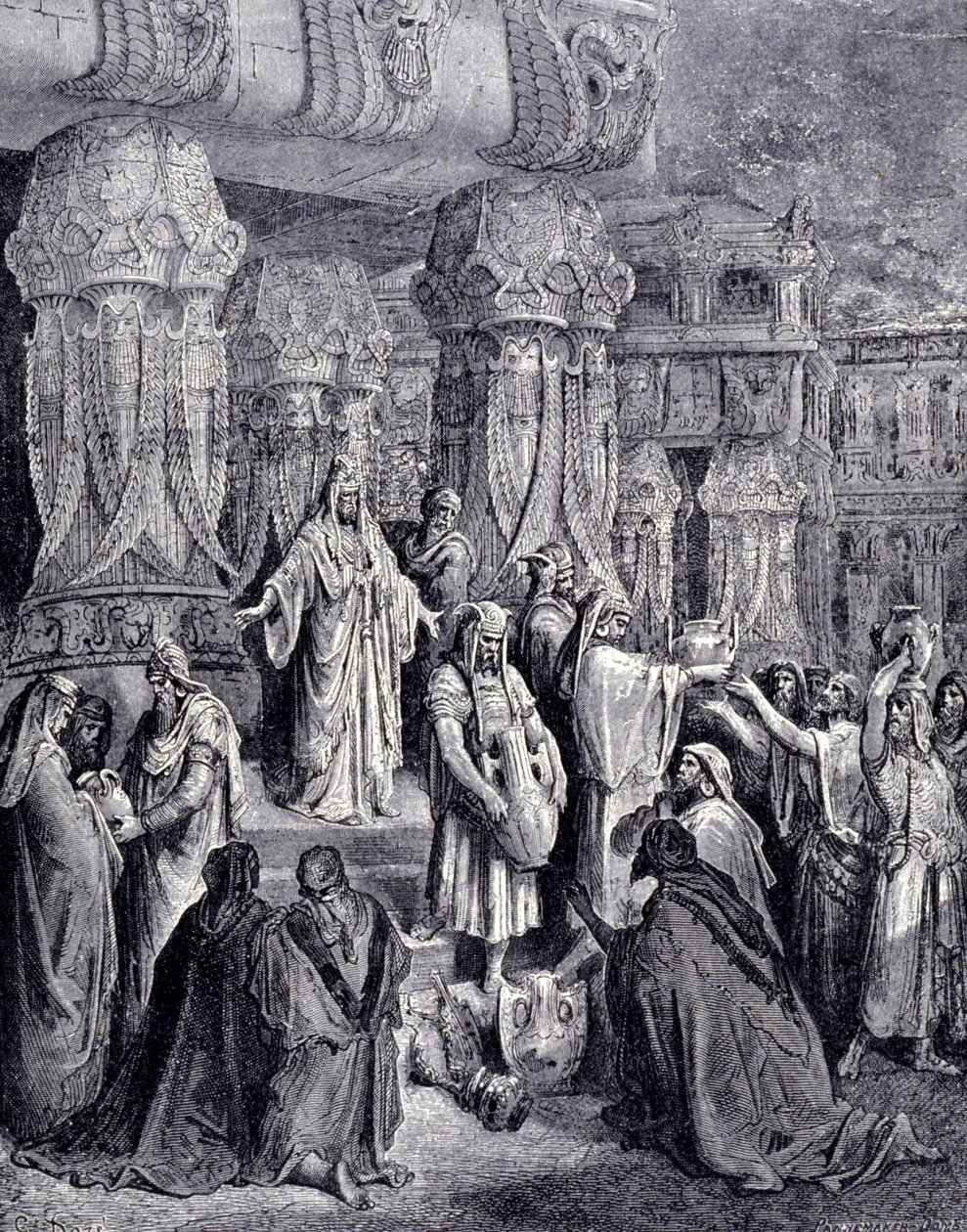 Cyrus II the Great Freed the Captive Peoples Upon His Arrival in Babylon in 539 BC and Returned to the Jewish People the Sacred Vessels Taken as Spoils in the Temple of Jerusalem. Engraving by Gustave Doré by Gustave Dore