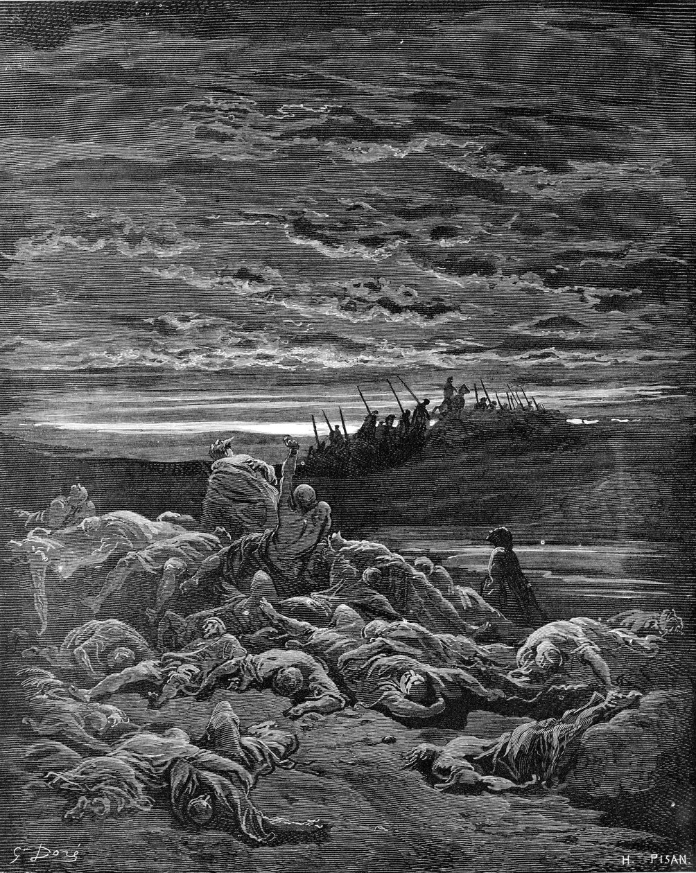 Death of the Sons of Jerubbaal - Bible by Gustave Dore