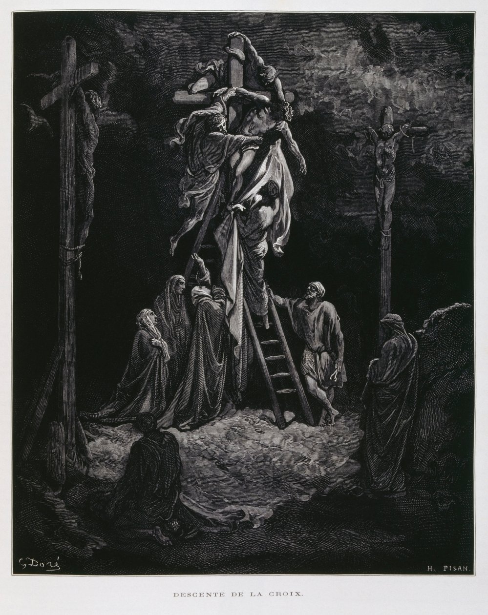 Descent from the Cross, the Deposition of Christ, Illustration from the Dore Bible by Gustave Dore