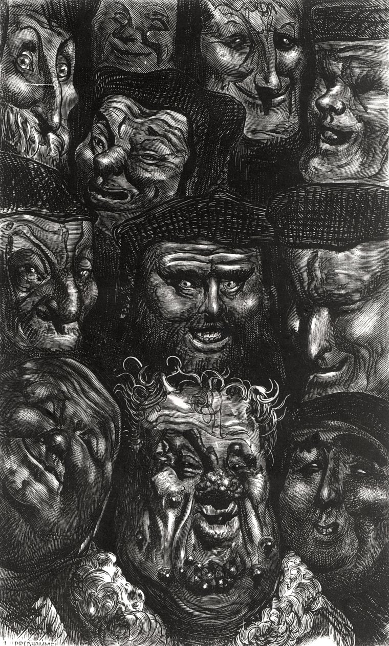 Eleven grotesque faces from 