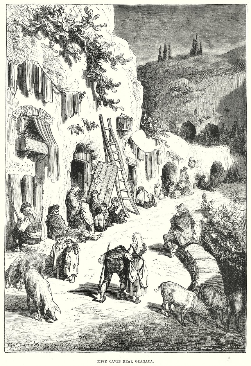 Gypsy Caves near Granada by Gustave Dore