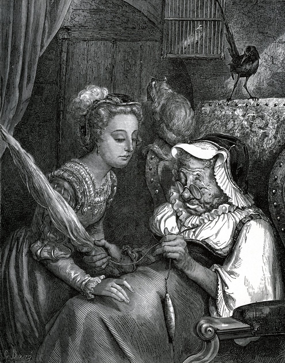 Illustration for a Tale by Charles Perrault: Sleeping Beauty by Gustave Dore