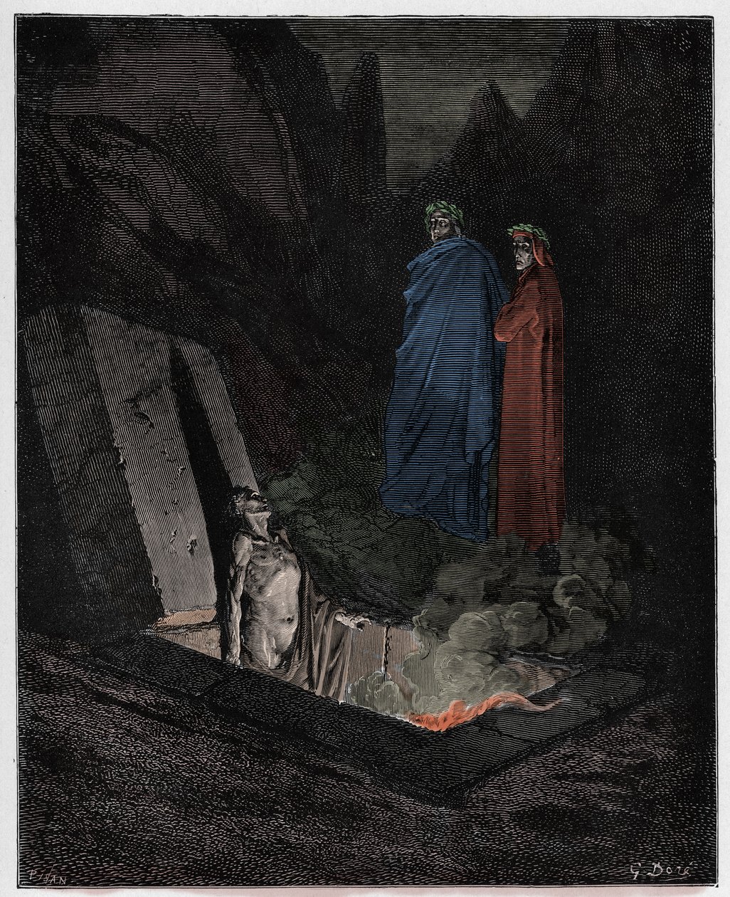 Inferno, Canto 10: Farinata degli Uberti addresses Dante (illustration from The Divine Comedy by Dante Alighieri) by Gustave Dore