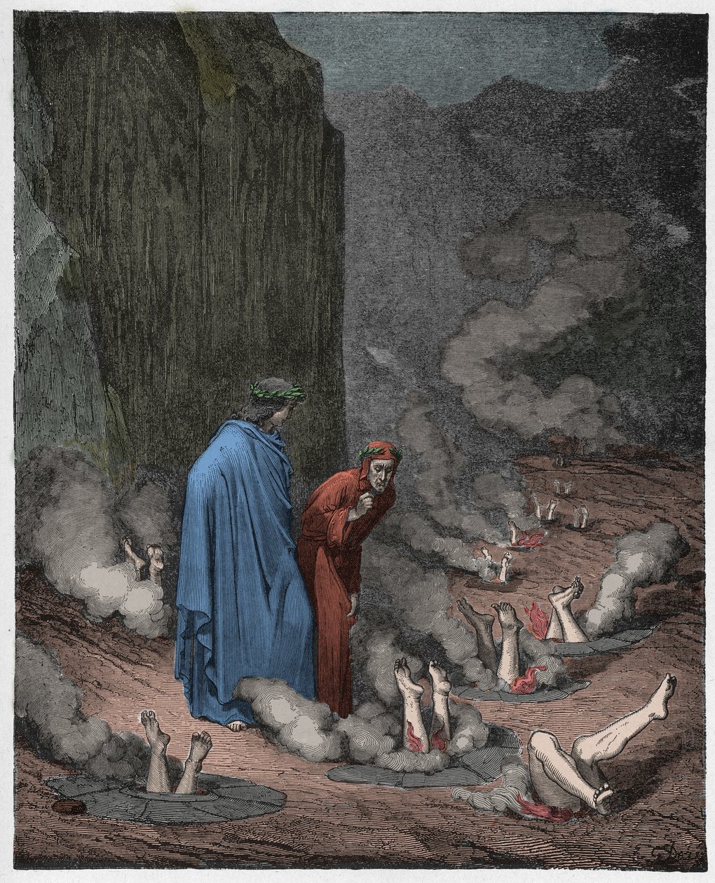 Inferno, Canto 19: Dante rebukes Pope Nicholas III by Gustave Dore