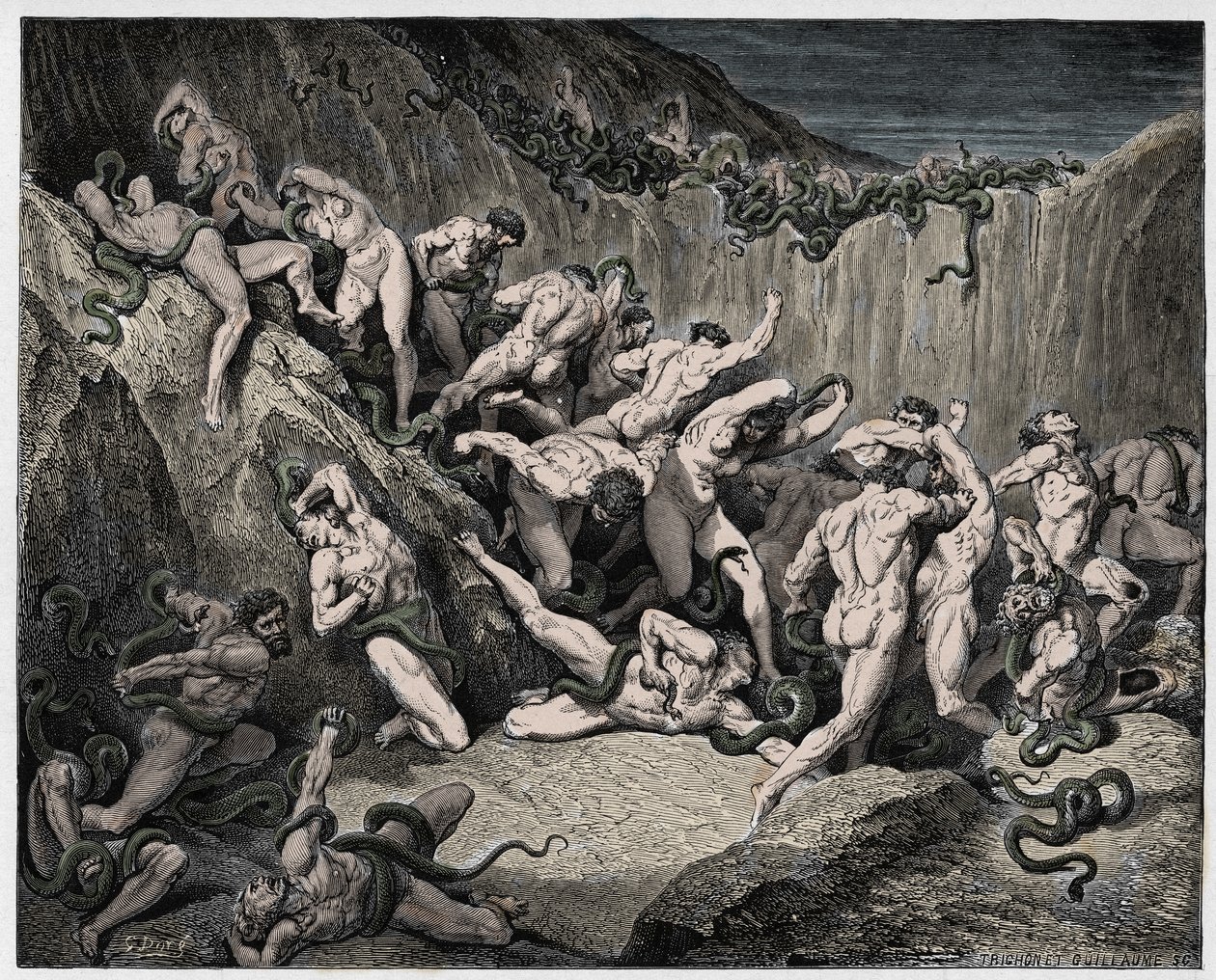 Inferno, Canto 24: The Thieves Tormented by Serpents, Illustration from "The Divine Comedy" by Dante Alighieri by Gustave Dore