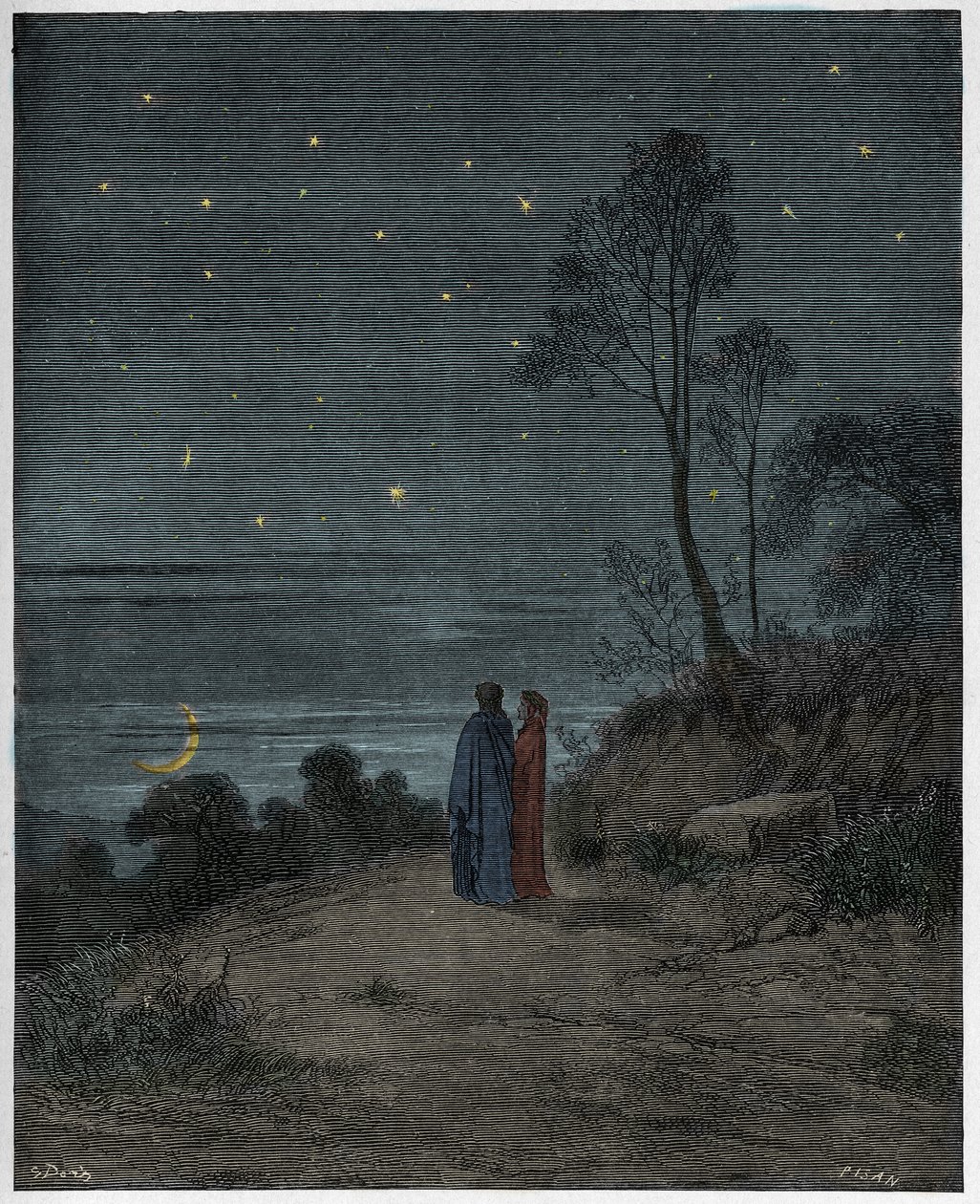 Inferno, Canto 2: The darkening sky of the first night (illustration from The Divine Comedy by Dante Alighieri) by Gustave Dore